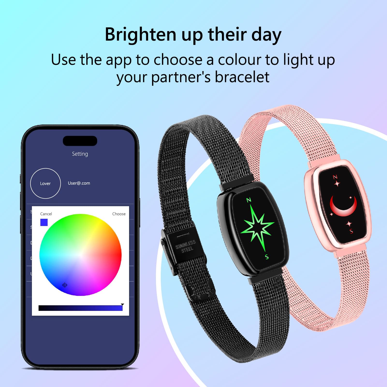 vibrating bracelet for couples amazon thinking of you bracelets/totwoo bracelets|long distance bracelets |Light up bracelets for couples/bond bracelets for couples/sun and moon bracelets main image 1