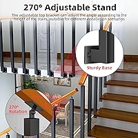 Vista 71 de 42/40/38/36/34in Square Stair Baluster Posts- 270° Adjustable Metal Railing Spindles with Flat Bracket Base and Screws Kits; Iron Posts are Suitable