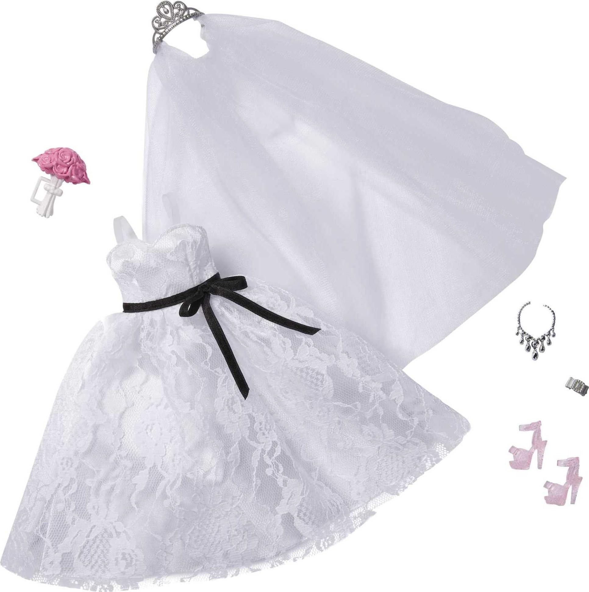 Mattel - Barbie Fashion 2-Pack, Bridal Outfit Doll with Wedding Dress, Veil, Shoes, Necklace, Bracelet & Bouquet