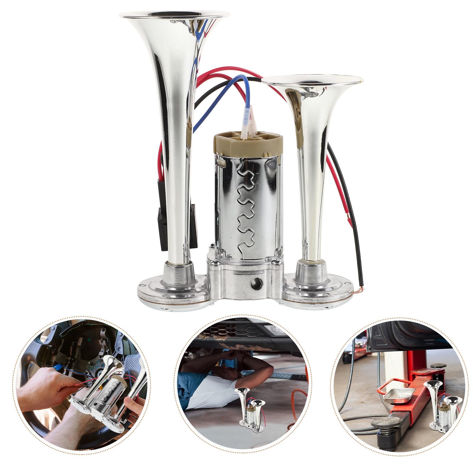 Tromba Elettrica 24v in Lega di Zinco e Abs, Argento