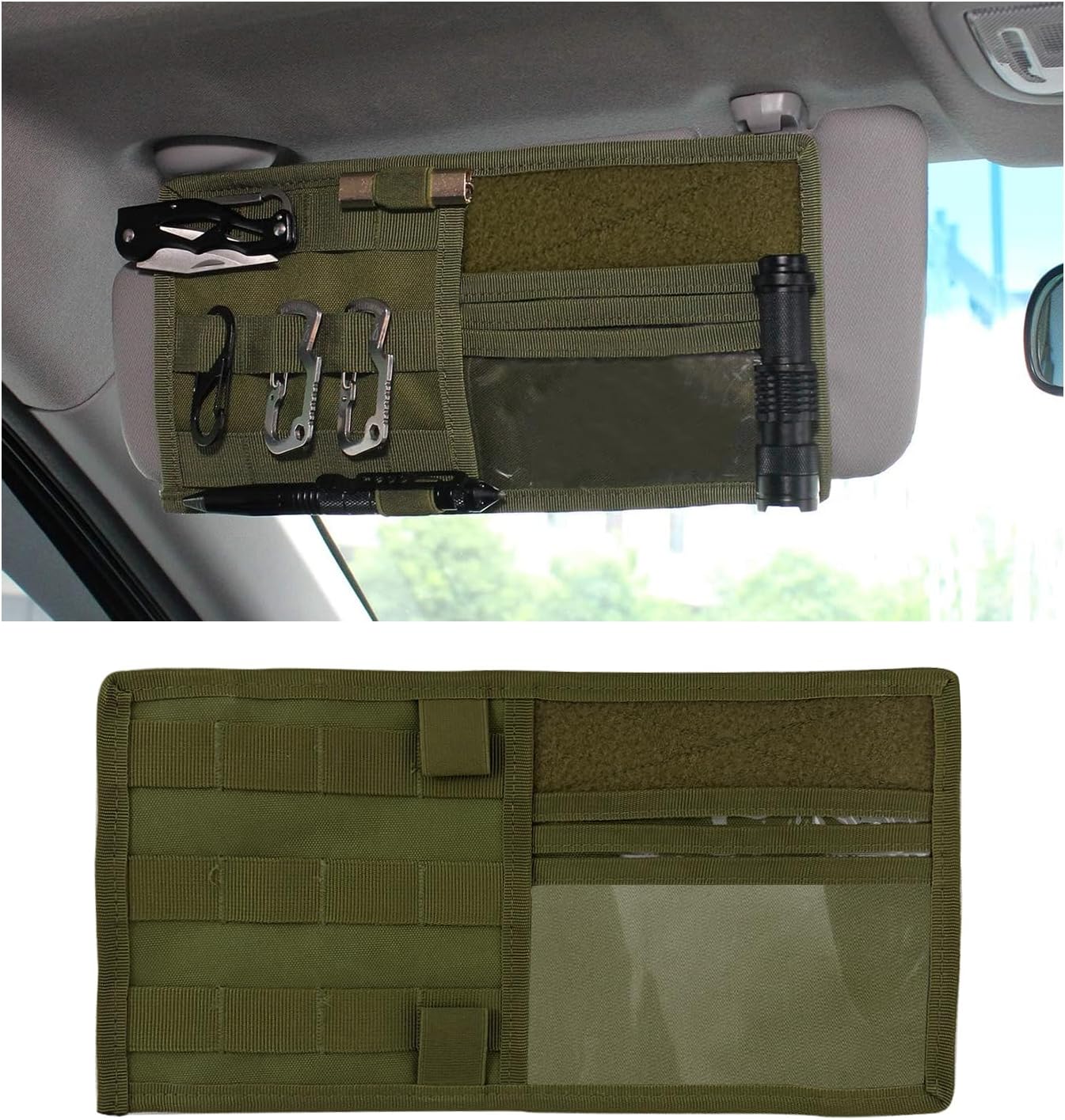 Suvnie Car Molle Visor Panel, Tactical Nylon Sun Visor