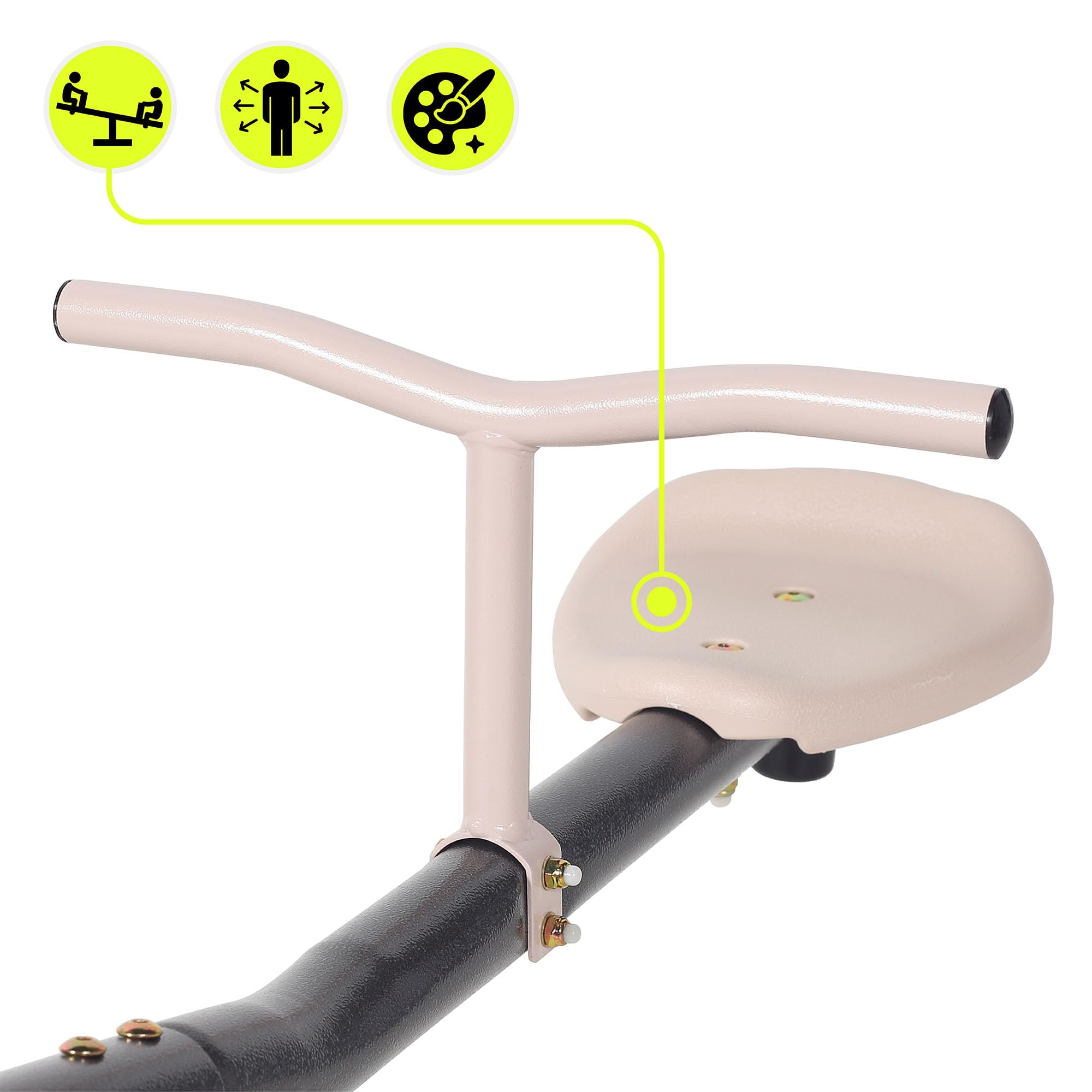 Balançoire De Jardin 2in1 HyperMotion avec Rotation 360° Structure En Acier Stable pour Enfants Beige