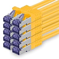 1aTTack.de Cat.7 Cavo di Rete 3 metri - Giallo - 10 Pezzi - Ethernet LAN Cat.7 SFTP