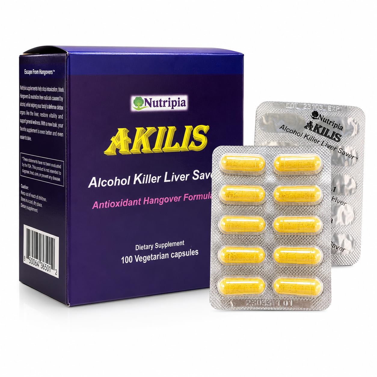 Akilis Liver Support Pills (100 Vegi Caps, 33 Doses) – Boosts Recovery After Drinking for Better Mornings, with Hovenia Dulcis (DHM), Milk Thistle, Prickly Pear, 16 Ingredients