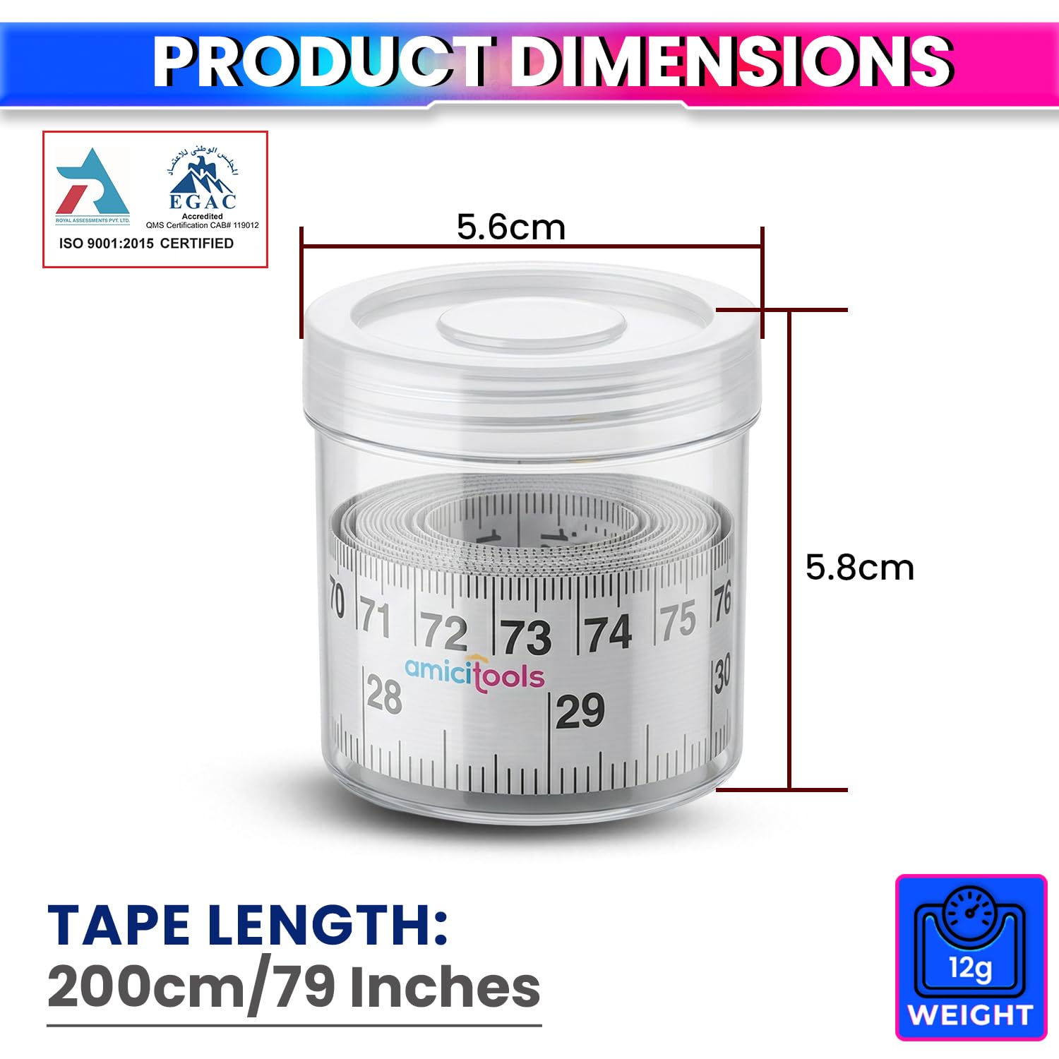 amiciTools Self-Adhesive Height Measuring Tape Ruler 200 cm / 79 Inch – Peel & Stick Growth Chart for Kids Height Measurement, Wall Mounted Measuring Scale for Home, School & DIY Use (Pack of 2) - Image 2 thumbnail
