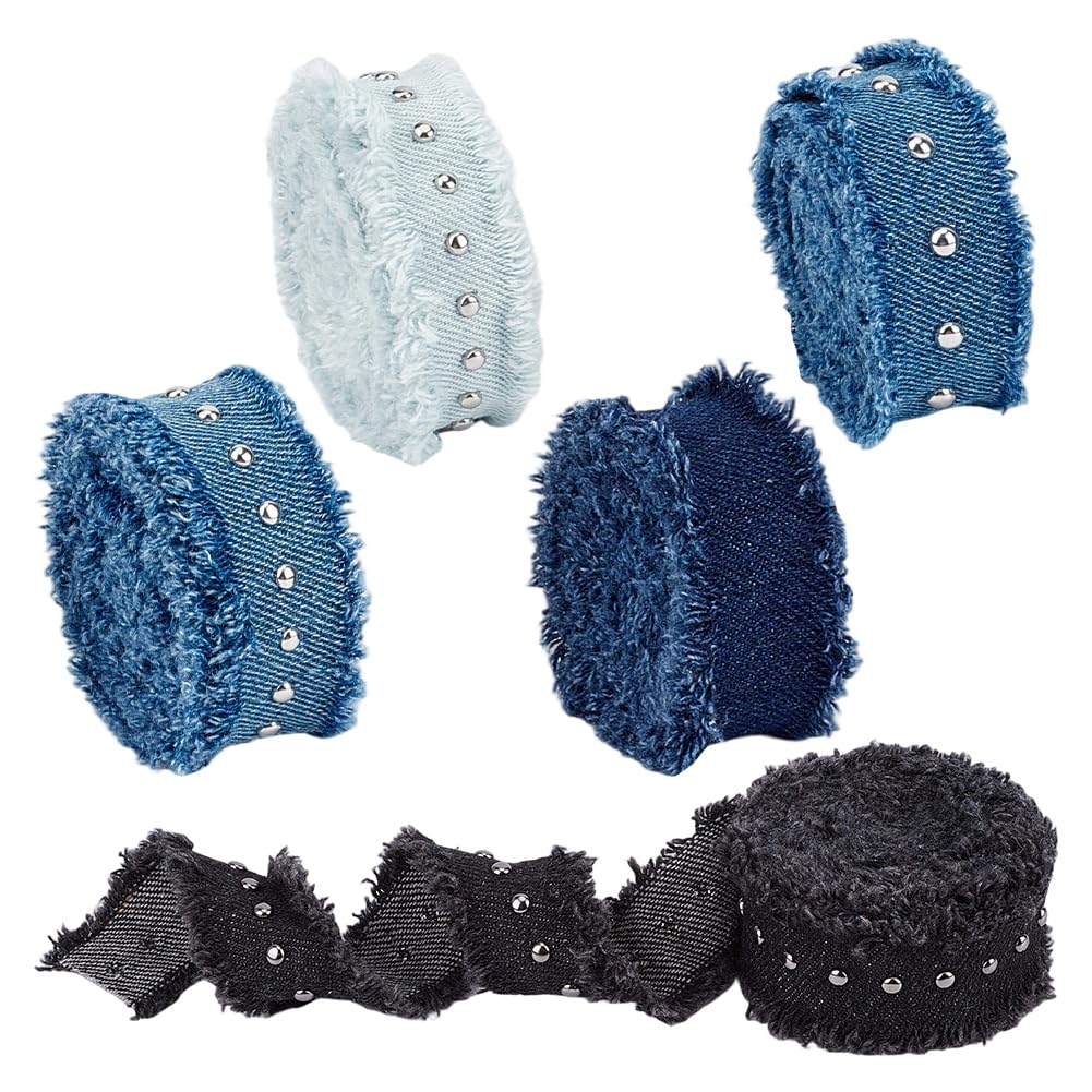 Ruban denim de qualité supérieure avec franges rustiques pour décoration créative