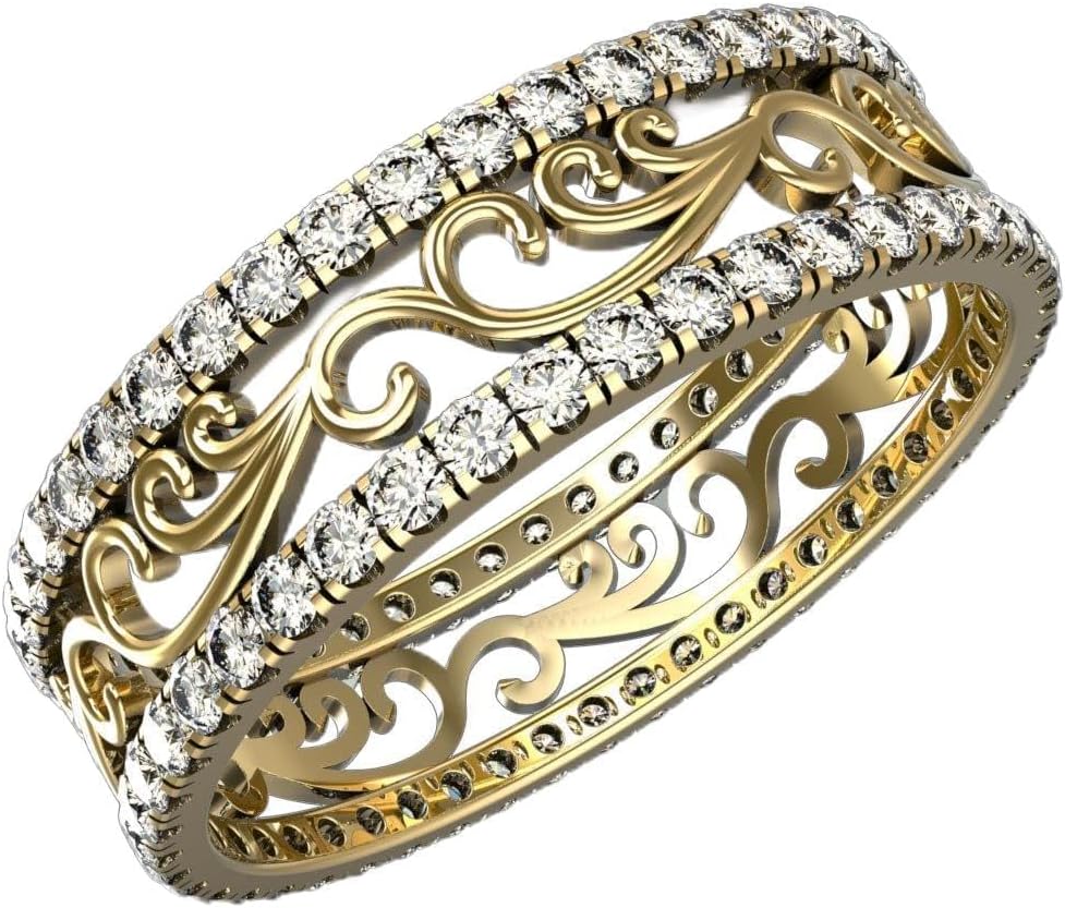 JEWELS FORUM Symbolic Wind Eternity Band Rings in 14K Gold With 0.6 Carat Diamonds and Band Width 5.5mm