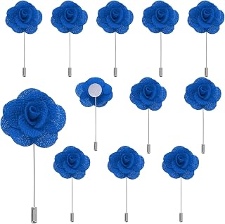 QUARKZMAN 12 Stück Blaue Kamelien Ansteckblumen Knopflöcher Taschenanstecker Pins für Hochzeitszeremonie Jubiläum Abschlussball Formelles Abendessen Party
