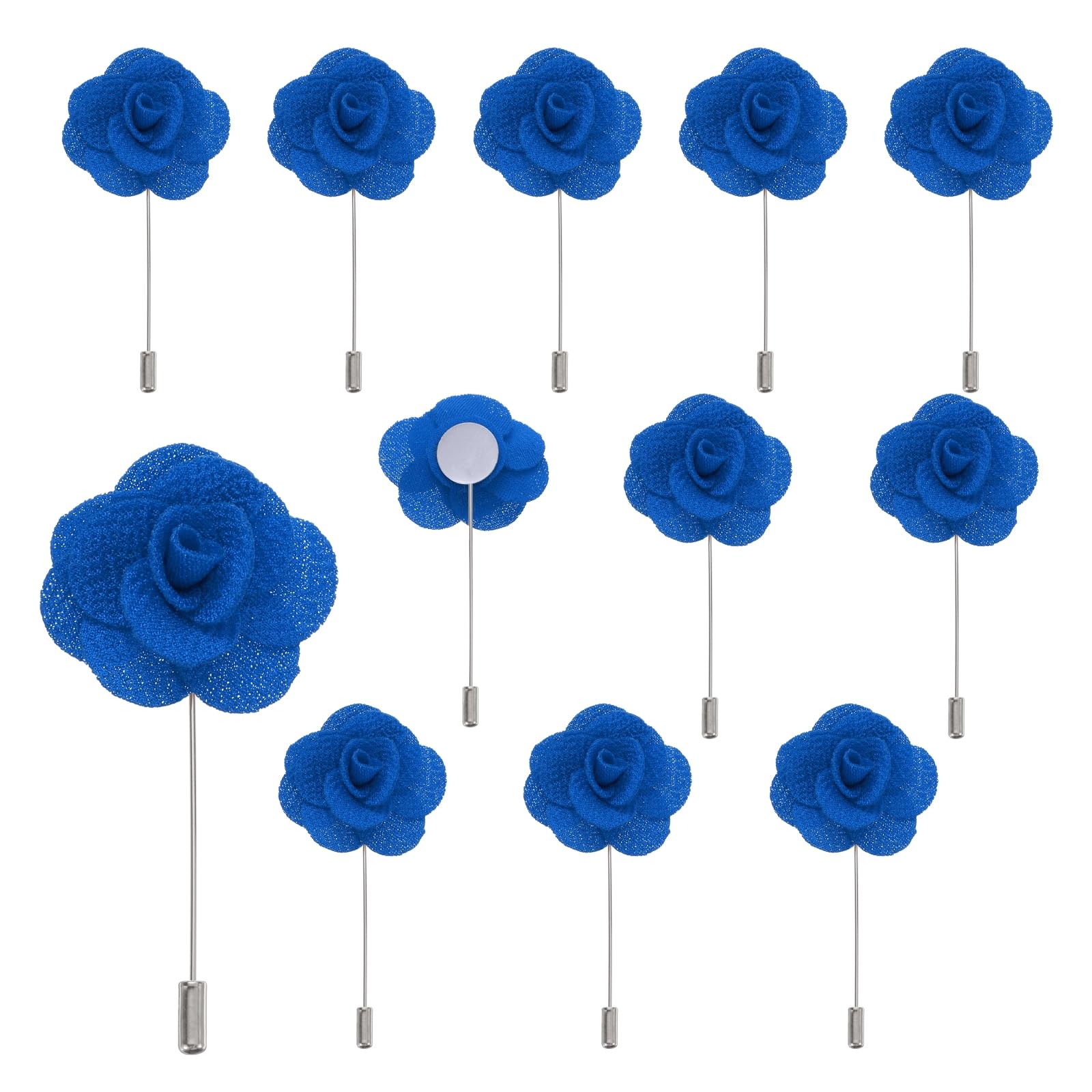 QUARKZMAN 12 Piezas Boutonnieres de Camelia Azul Alfileres de Boutonnieres de Bolsillo para Ceremonia de Boda Aniversario Prom Fiesta Formal