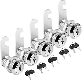 Kitmose Cabinet Cam Lock Set, 5 Pack Keyed Alike 1" / 25mm Cylinder Cam Locks Secure File Cabinet Drawer Dresser RV Cylind...