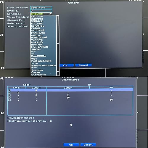 Miniatura 5 de 8 canales 1080N híbrido 5-en-1 AHD DVR (1080P NVR+1080N AHD+960H analógico+TVI+CVI) Sistema de vigilancia de seguridad DVR CCTV independiente