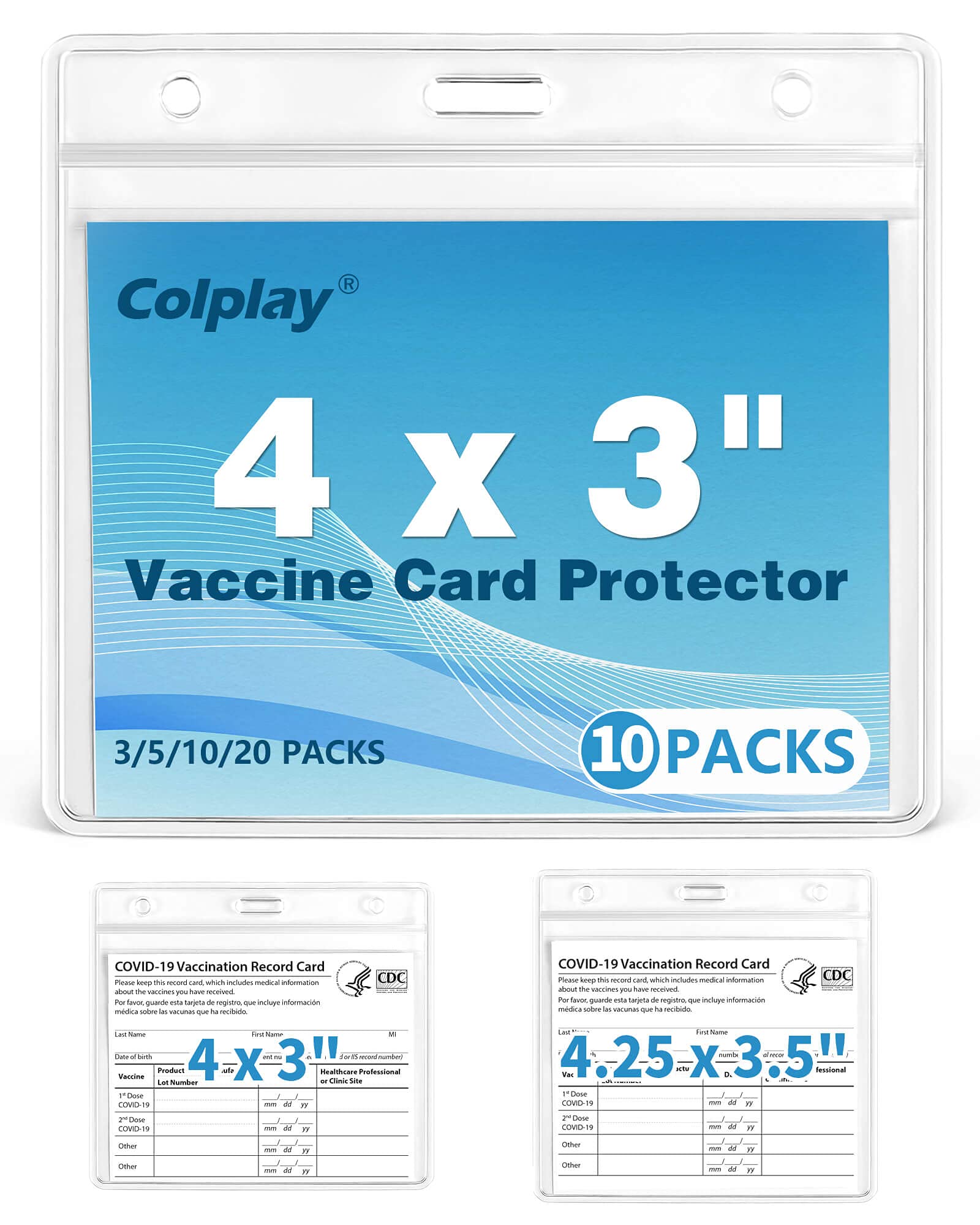 10PCS CDC Vaccine Card Protector 4x3 Waterproof PVC Clear Vaccination 