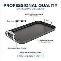 Vista 4 de Viking Nonstick Double Burner Griddle, 19 x 11 Inch Hard Anodized Kitchen Grill Pan with Handles, Oven Safe, Works on Gas, Ceramic, and Electric
