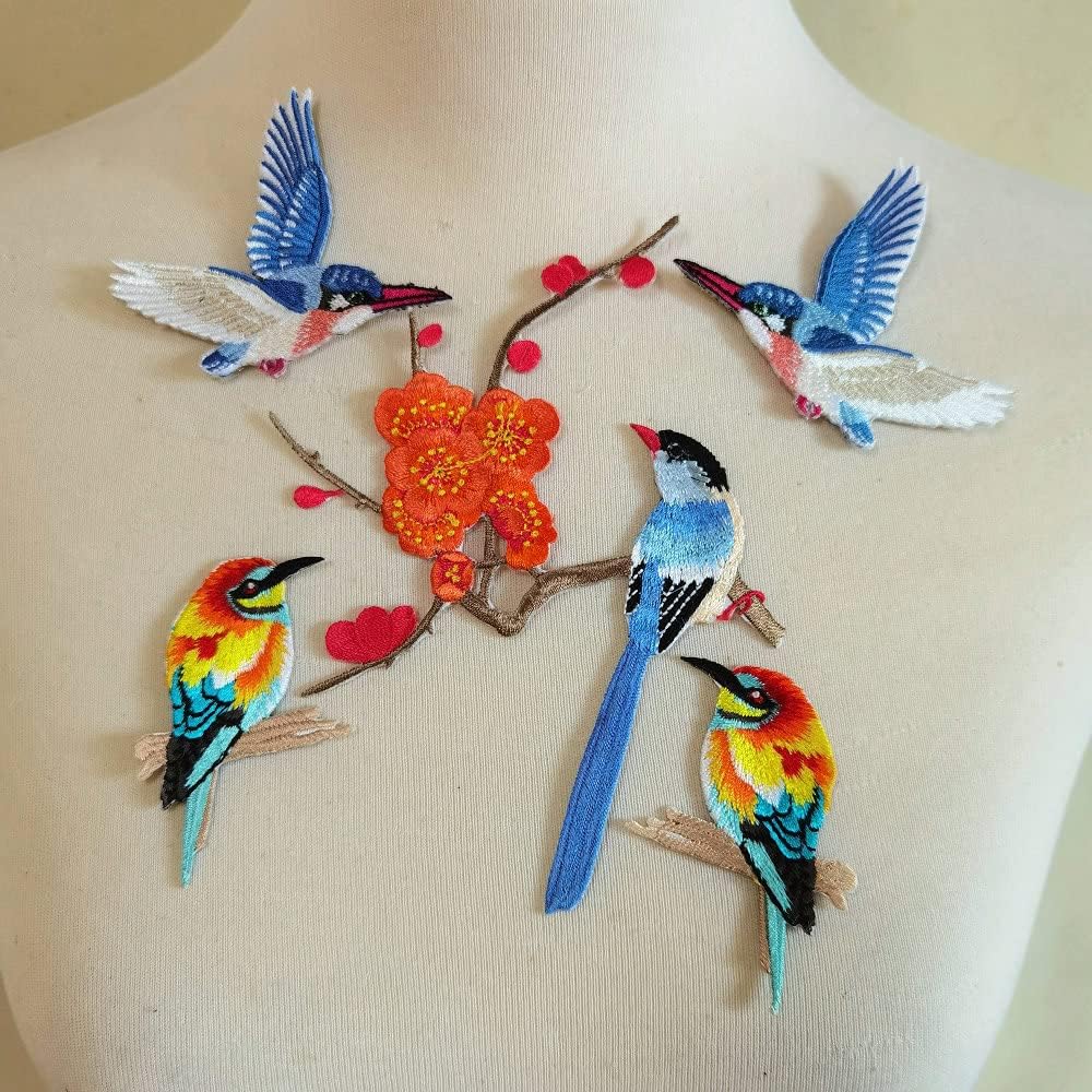 5pcs Birds Patches Embroidered Iron-on Appliques