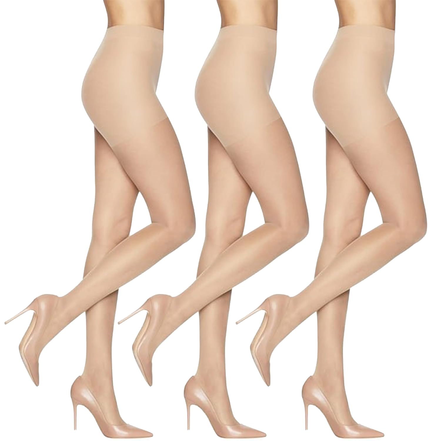 Leggs Sheer Energy Womens Medium Support Leg Control Top Sheer Toe Compression Tights