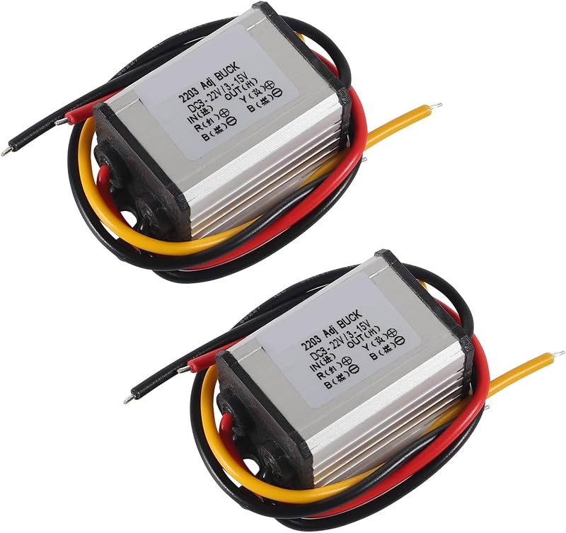 2PACK DC Buck Converter Regulador de voltaje 8-22V a 3-15V 5V 12V 3A Transformador de fuente de alimentación de salida ajustable Placa de módulo de voltios reductor Aplicable a la regulación de motor de automóvil DIY SR