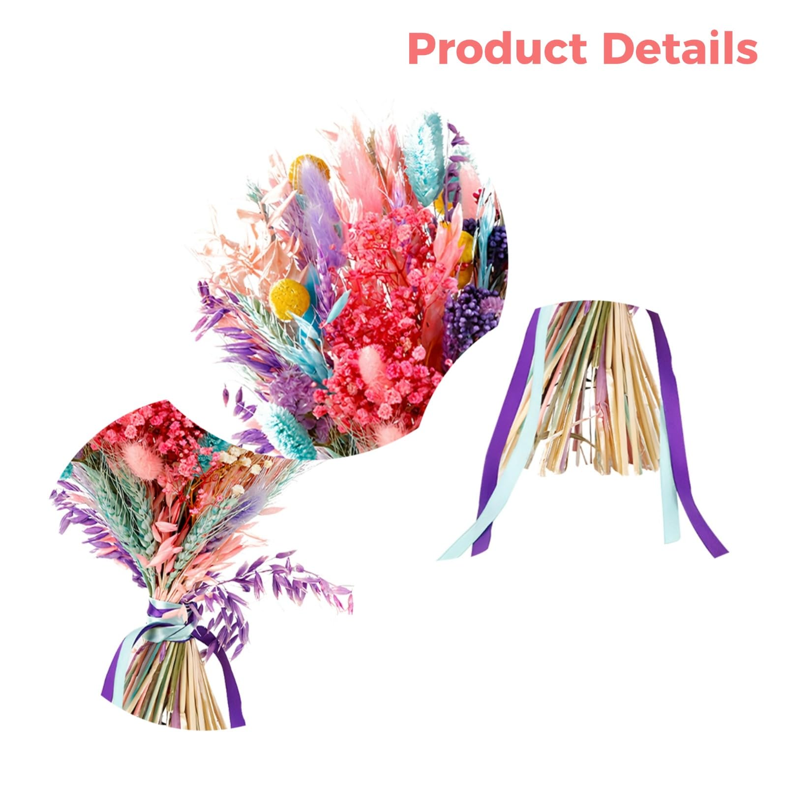 Bouquet d'herbe de Pampa séchée, 43 cm, Composition Florale Naturelle et colorée avec Avoine et Herbe laineuse, déco Maison, idéal pour intérieur Style bohème