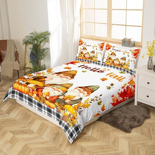 Miniatura 8 de Manfei Juego de funda de edredón de otoño tamaño matrimonial, juego de ropa de cama de 3 piezas para niños y niñas, decoración de dormitorio de
