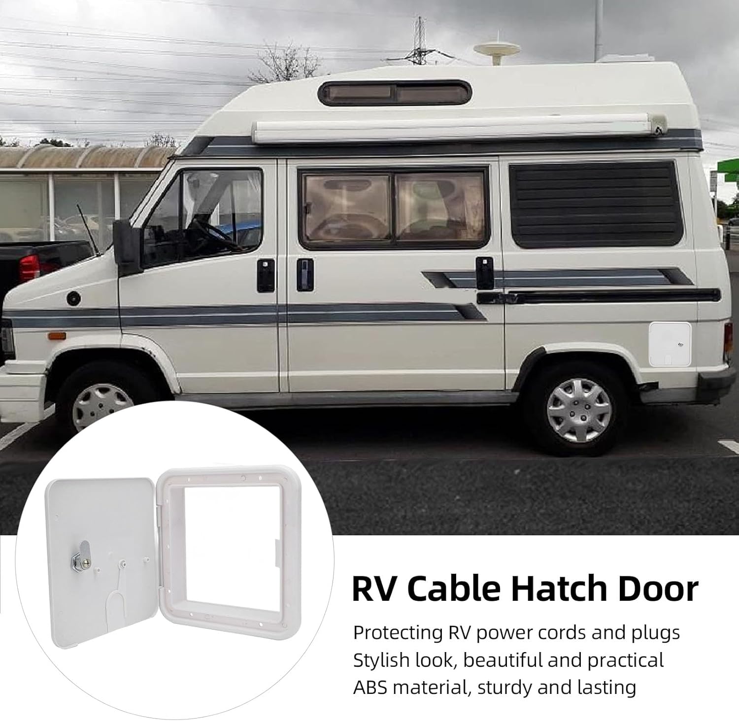 Fabater RV Access Door, RV Trailer Electric Power Cord Cable Hatch with 2 Keys, Electrical Cord Trailer Power Cord Cable Hatch Hose Storage Door Compartment