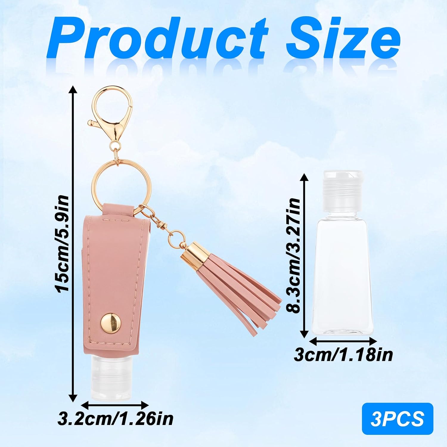 3PCS Hand-Sanitiser Holder Keychain 30ml/1oz image 3