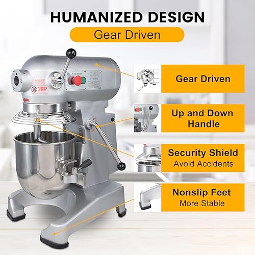 Miniatura 4 de Hakka Commercial Stand Mixer 4 Funtion Food Mixer with 10 Qt Stainless Steel Bowl Electric Planetary Countertop Mixer Machine with 3 Adjustable