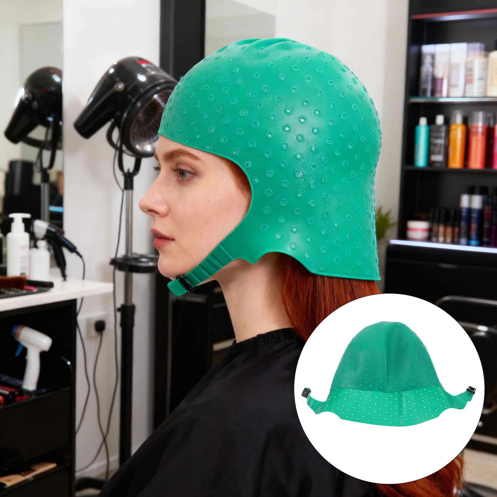 Bonnet de Coloration en Silicone Vert avec Aiguilles Perforées pour Mèches Kit Professionnel pour Décoloration et Soins Capillaires à Domicile et Salon Outil Solide et Souple