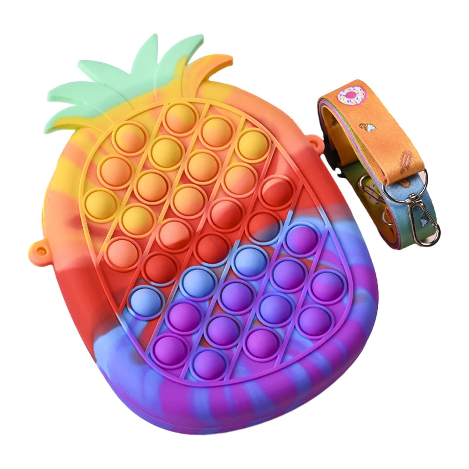 Silicone Push Bubble Bag Pineapple Shaped Fidget Bag for Party Shopping Kids red Colour-image-19