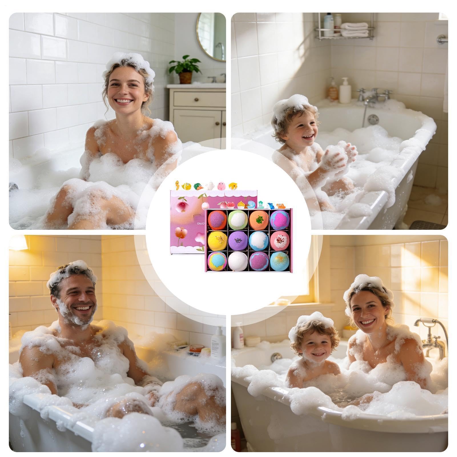 Bombe da Bagno Effervescenti Set 12 Pezzi Detergente Corpo | Bombe Effervescenti per Bagno Schiumoso per Relax Spa Casa Viaggio Bagno Hotel Regalo Bambini