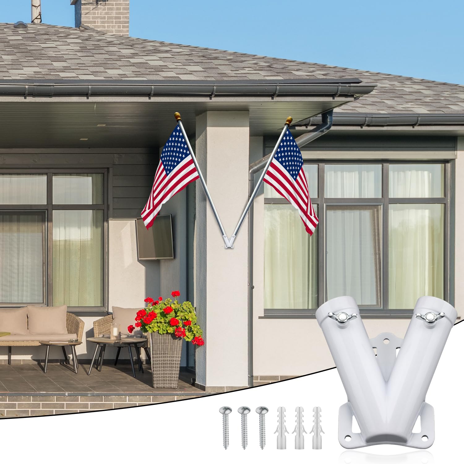 Porta Bandiera Supporto Regolabile Per Asta Bandiera BRAFFA - Attacco Da 1 Pollice, Ideale Per Balconi E Giardino! Asta Bandiera Barca - Foto 6