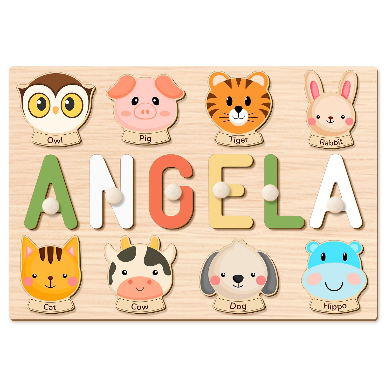 Name Puzzle for Kids Personalized, Custom Baby Name Puzzle for Toddlers 1-3 - Animals, Customized 1st Birthday Gifts with Engraved Text, Preschool