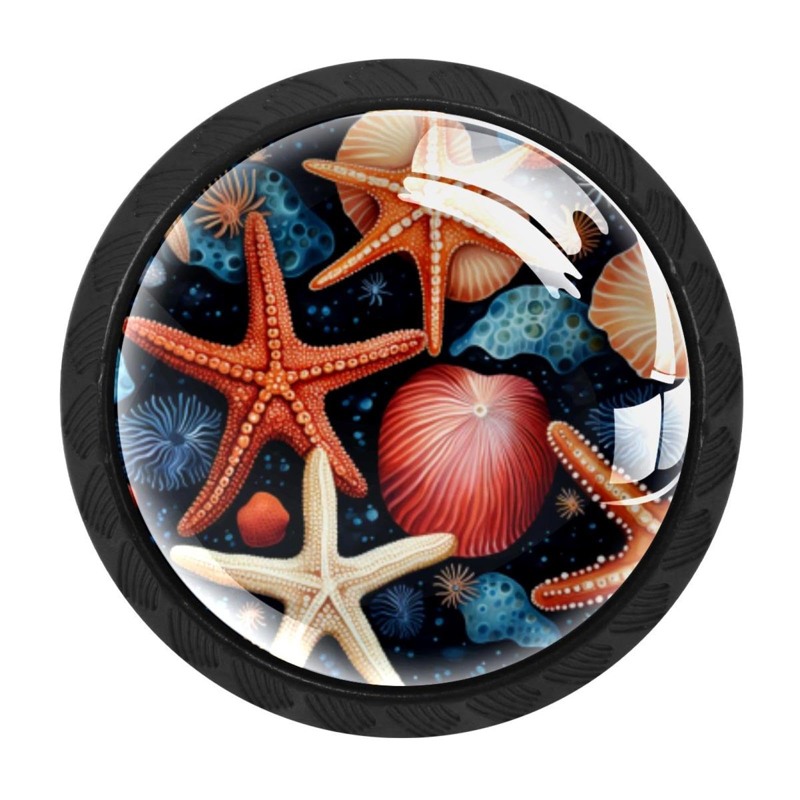 CHENZZZZ Starfish Cabinet Knobs 4 Pieces Drawer Kitchen Cabinets Dresser Cupboard Wardrobe Unique Pulls Handles