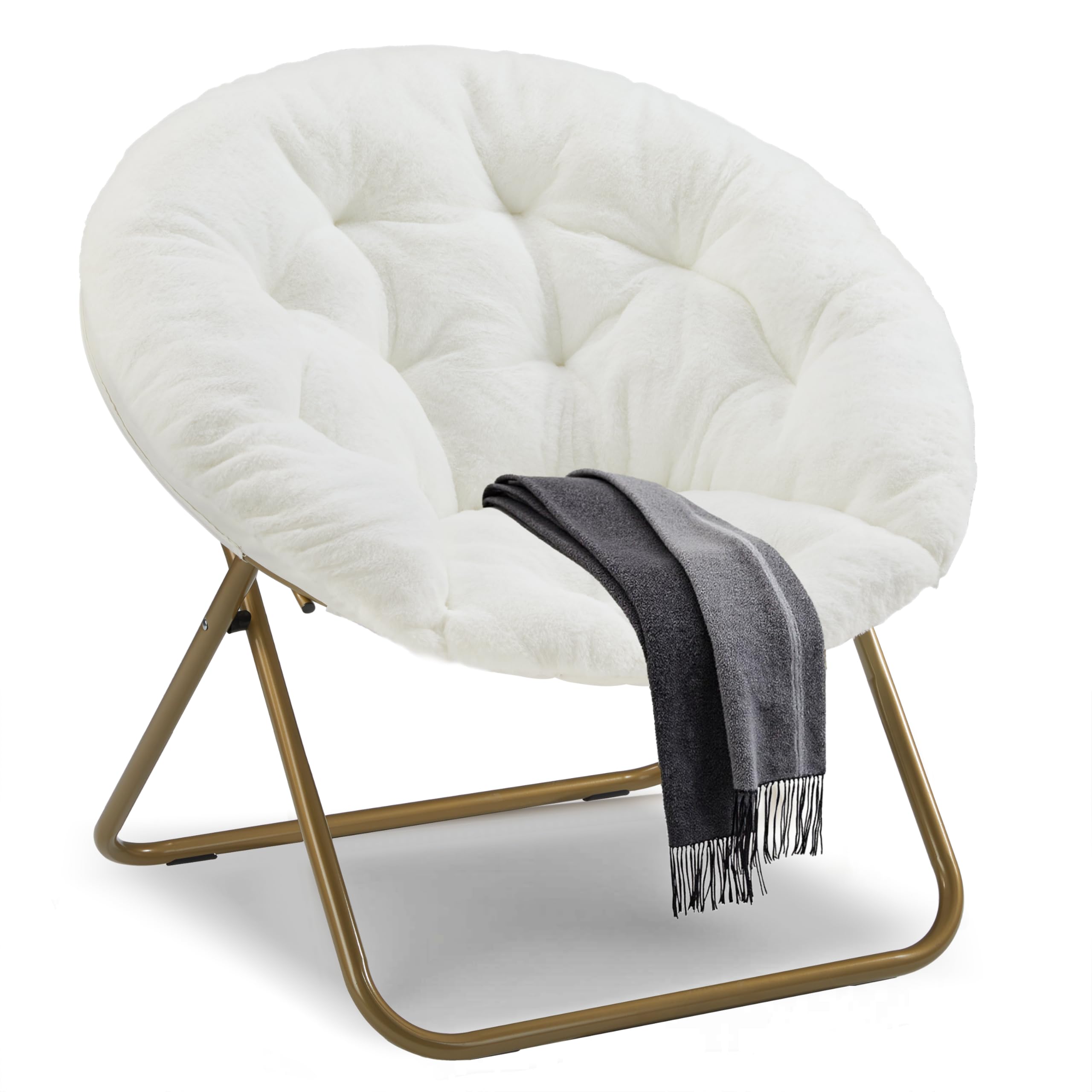Amazon.com: Saucer Chair Comfy Faux Fur, Folding Moon Chair with