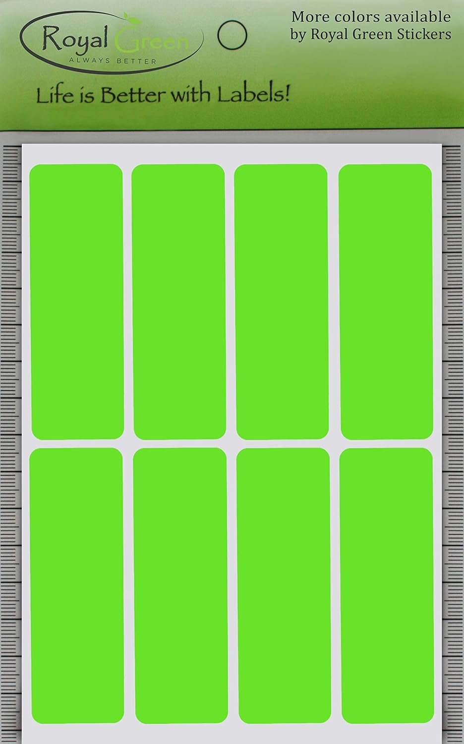 Royal Green Rectangular Stickers Color Coded Write on Labels for Organizing, Moving, & Mailing, 3x1 inch Stickers Writable Labels & Tags for Home, Office, and School Projects, 120-Pack (Neon Green)