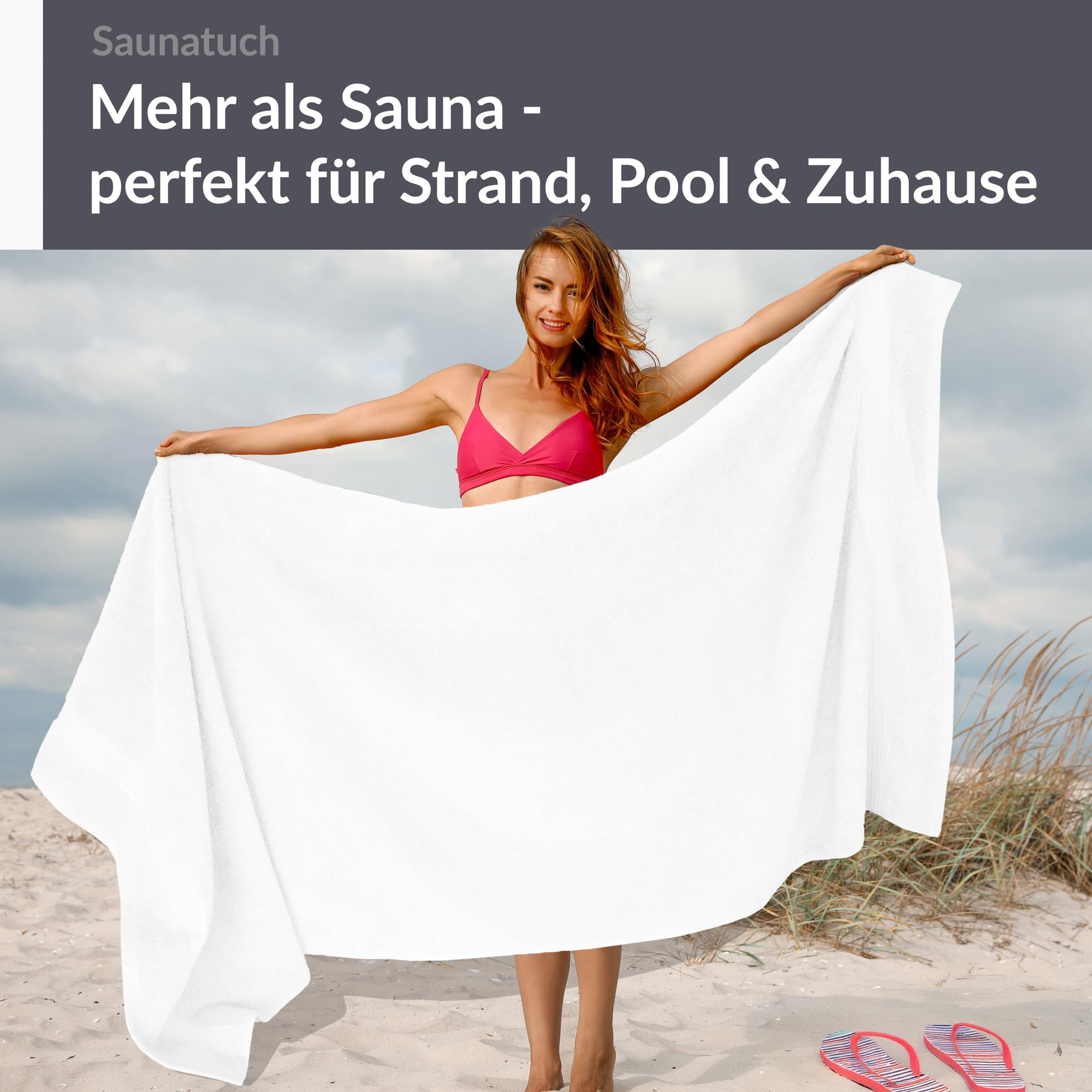 Lashuma Saunahandtuch 100x200 cm Baumwolle, Linz Badetuch groß XXL, Frottee Handtuch in Weiß für Spa und Zuhause Küche, Haushalt & Wohnen