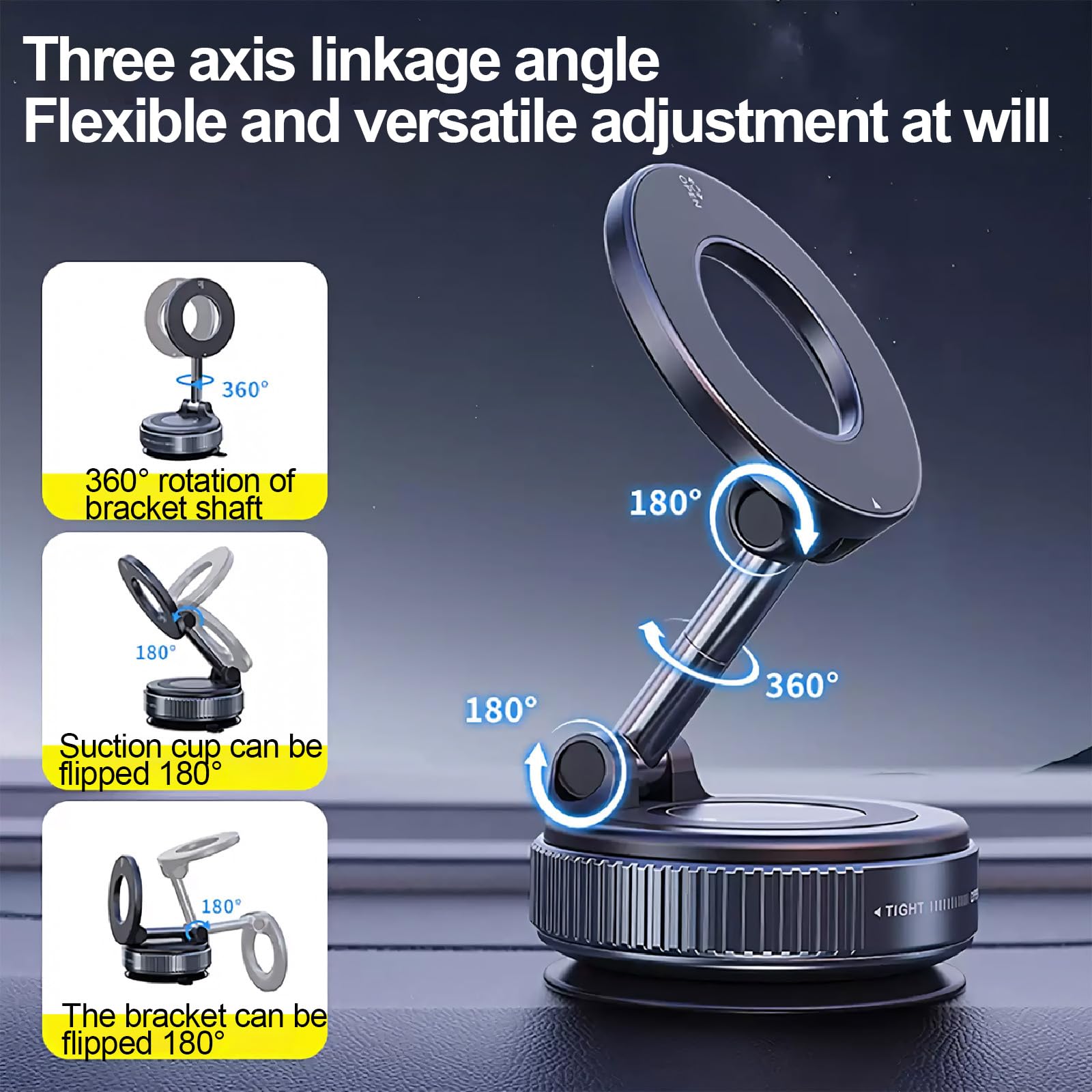 Soporte de teléfono para coche, ventosa ajustable de 360°, soporte de teléfono, salpicadero, parabrisas para iPhone 17