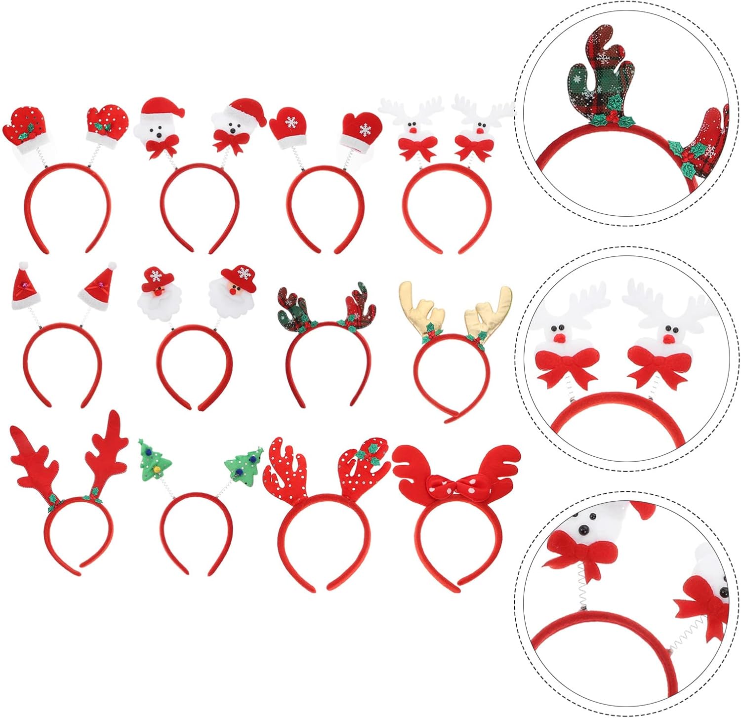 12pcs Christmas Elk Horn Hairbands for Boys and Girls Fun Holiday Headwear Lightweight and Comfortable for Festive Parties Photo Props for Boys and Girls