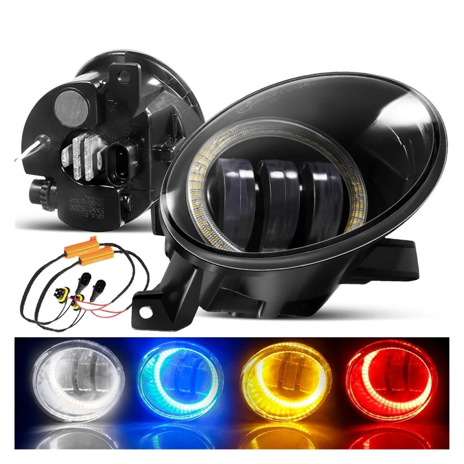 SANCAK Para VW Para Golf Para Jetta 6 Para Tiguan 5N Para Touran Para EOS Para Caddy 2 X Luz LED Antiniebla Ojo Ángel DRL Lámpara Conducción Antiniebla Delantero(Amarillo)