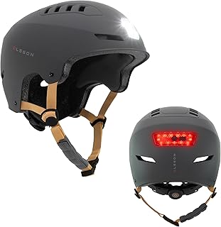 OLSSON Urban Light Casque avec lumière réglable, homologué et résistant aux Chocs à 360°, LED Avant + arrière, Doublure Amovible, Ventilation, Convient pour trottinettes, Patins, vélos