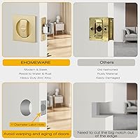 Vista 7 de Paquete de 2 cerraduras de puerta de bolsillo, cierre de puerta de bolsillo dorado, herrajes para puerta de bolsillo interior, función