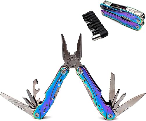 Alicates multiherramienta únicos de acero inoxidable, multiherramienta 14 en 1 para mujeres, caza, senderismo, campamento, pesca, supervivencia al
