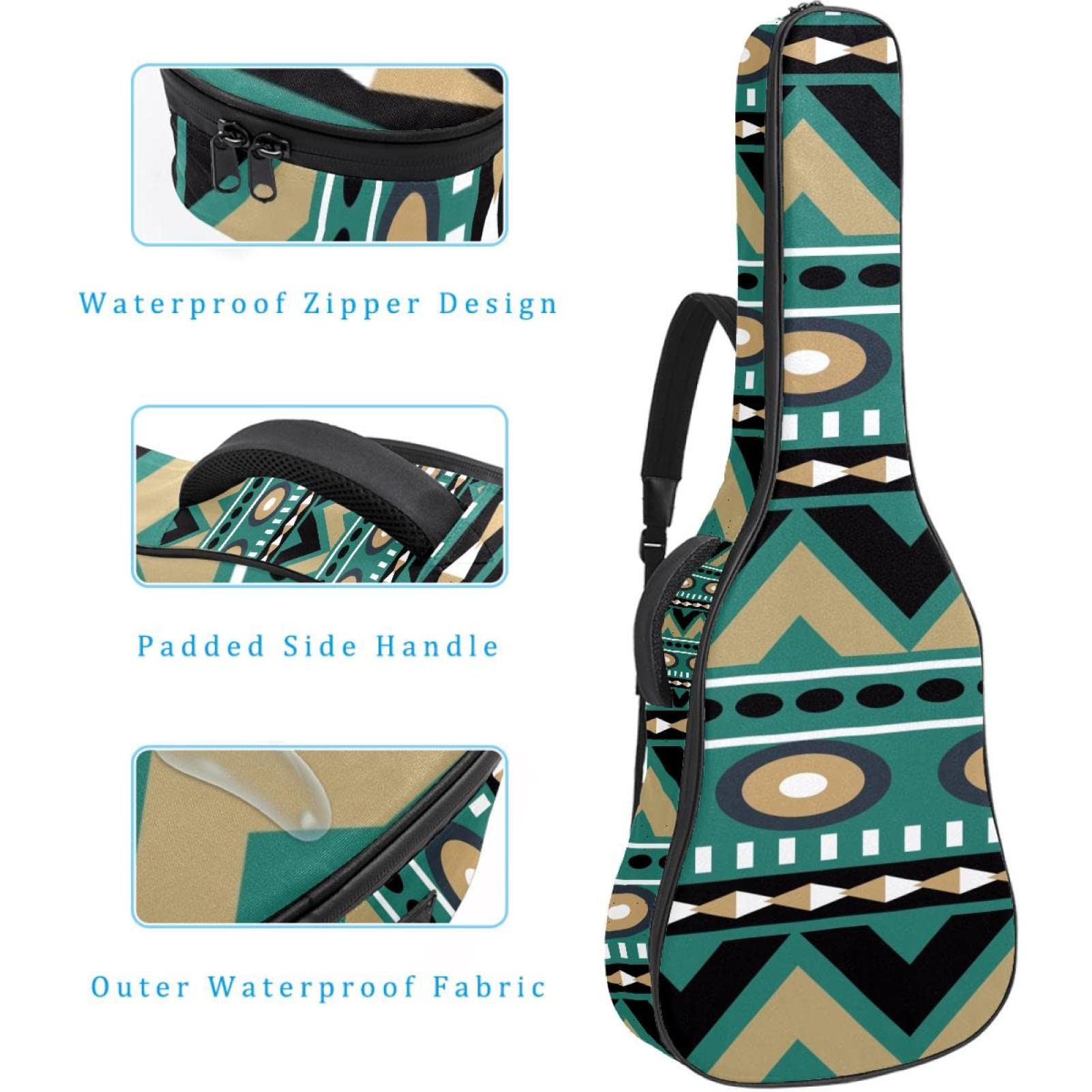 Torba na gitarę akustyczną, wodoodporny plecak, gruby, miękki, wyściełany, gitary akustyczne i elektryczne, gitara klasyczna, Kolor6, 42.9x16.9x4.7 in, Organizer do torby