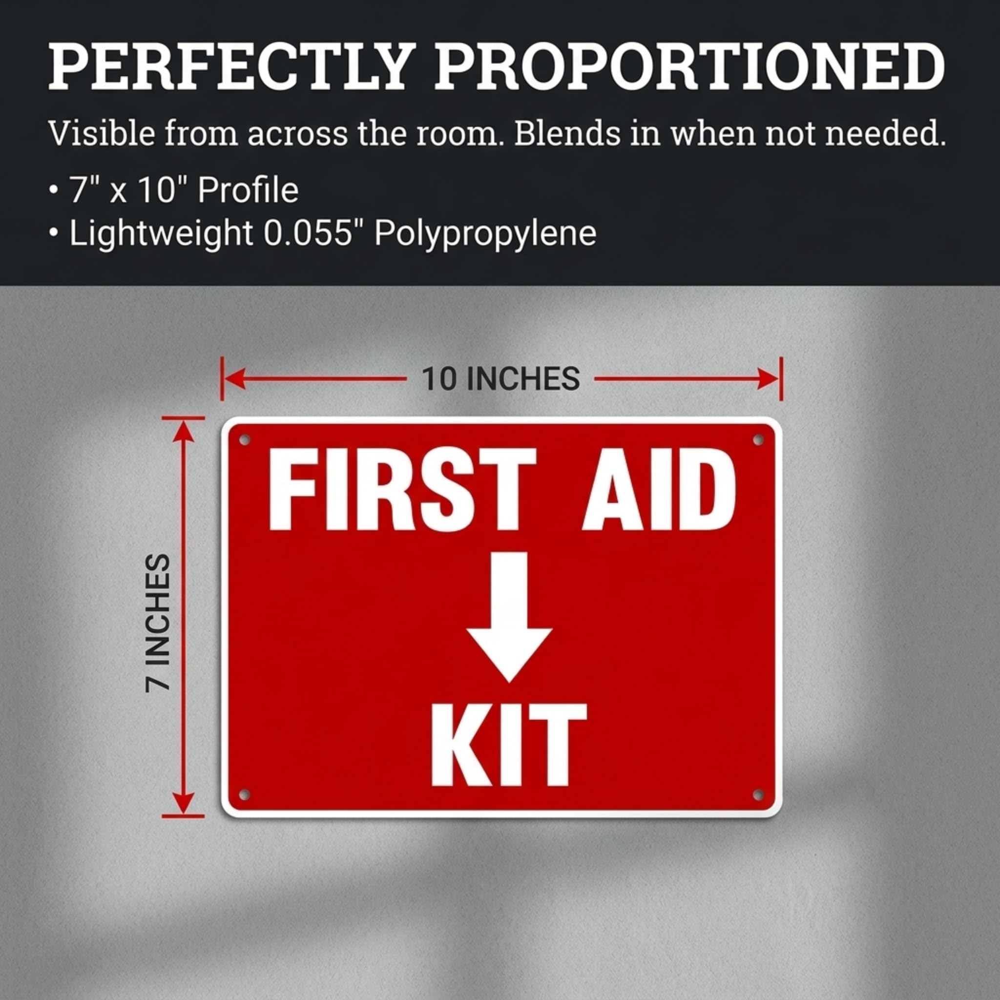 2 Pack First Aid Safety Sign For Emergency Kit, Clear Visible 7" x 10", Easy To Install, Durable Water Resistant for Indoor and Outdoor Use — Amazon image 4
