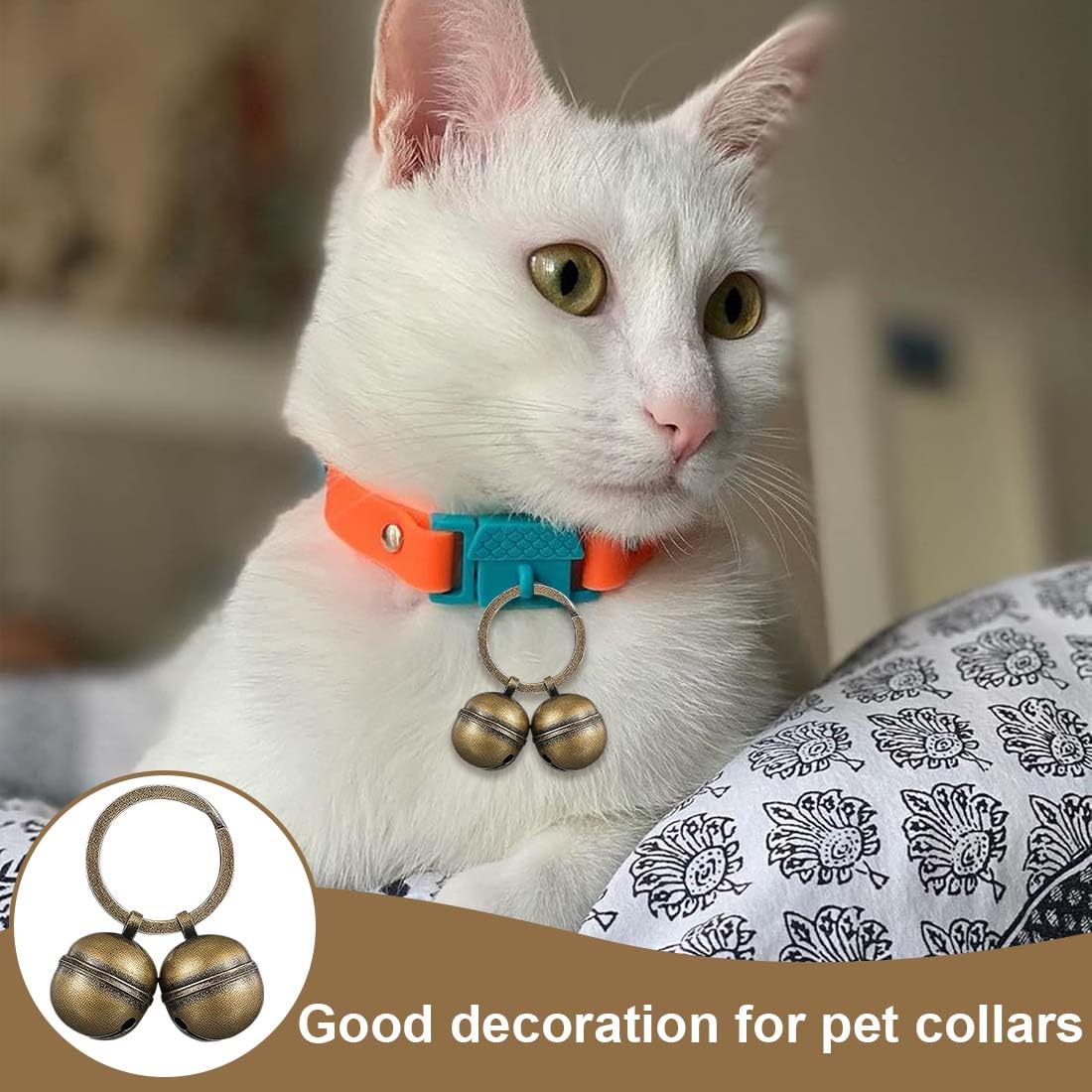 Tomedeks 2 Pcs Dog Bells for Pet Tracking,Cat Bells for Collars Loud,Extra Loud Cat Dog Collar Bells Vintage Copper Collar Charms Pendant with Key Ring Quick Clip,Pets Collar Charm(Bronze Colour) - Image 4