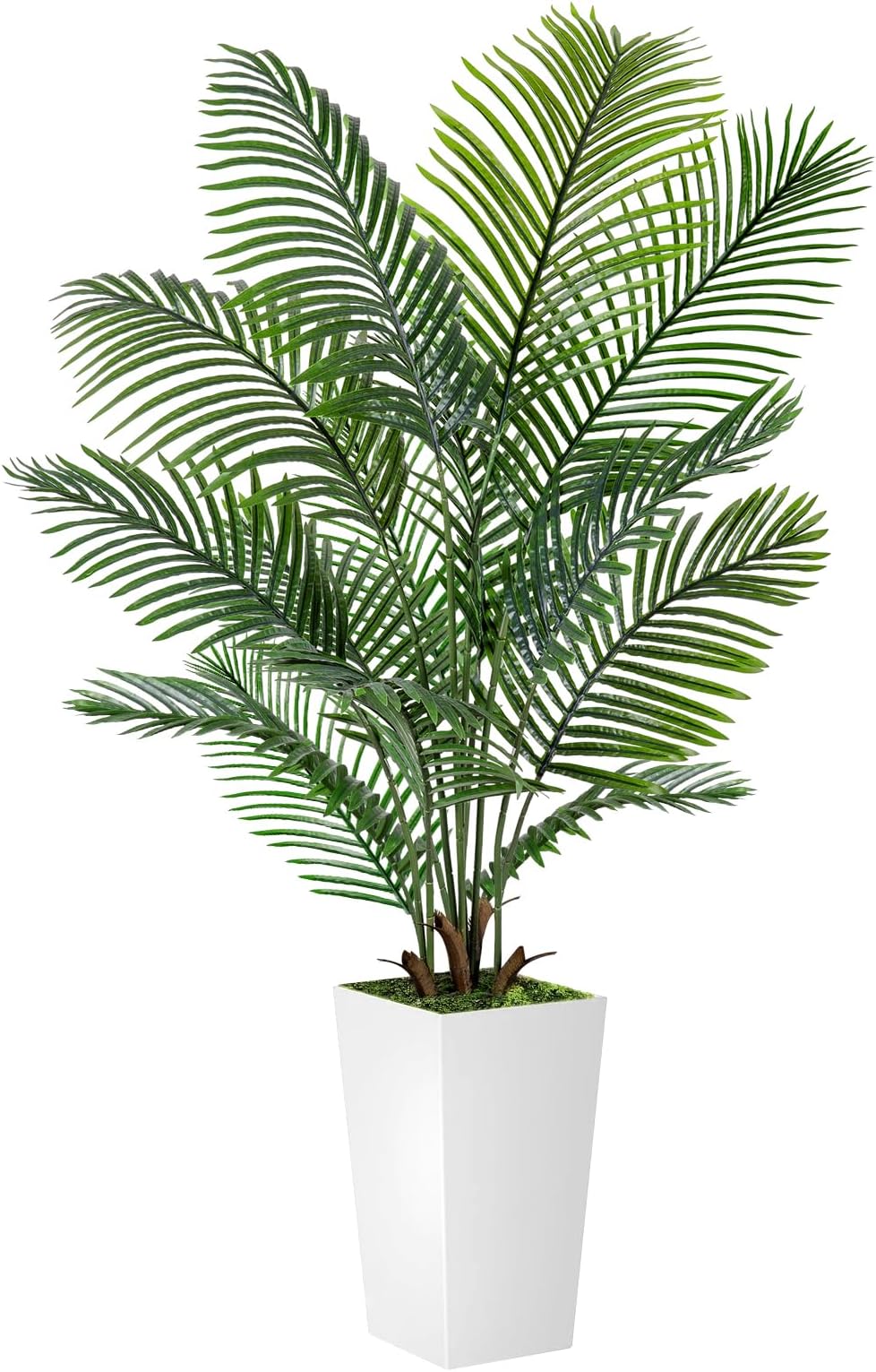 VIVATREES 5FT Artificial Palm Tree with 15.7 White Square Planter, 60in Faux Palm Tree for Home Decor, Lifelike Fake Palm Plant for Living Room, Office, Patio, Outdoors & Indoor Decoration