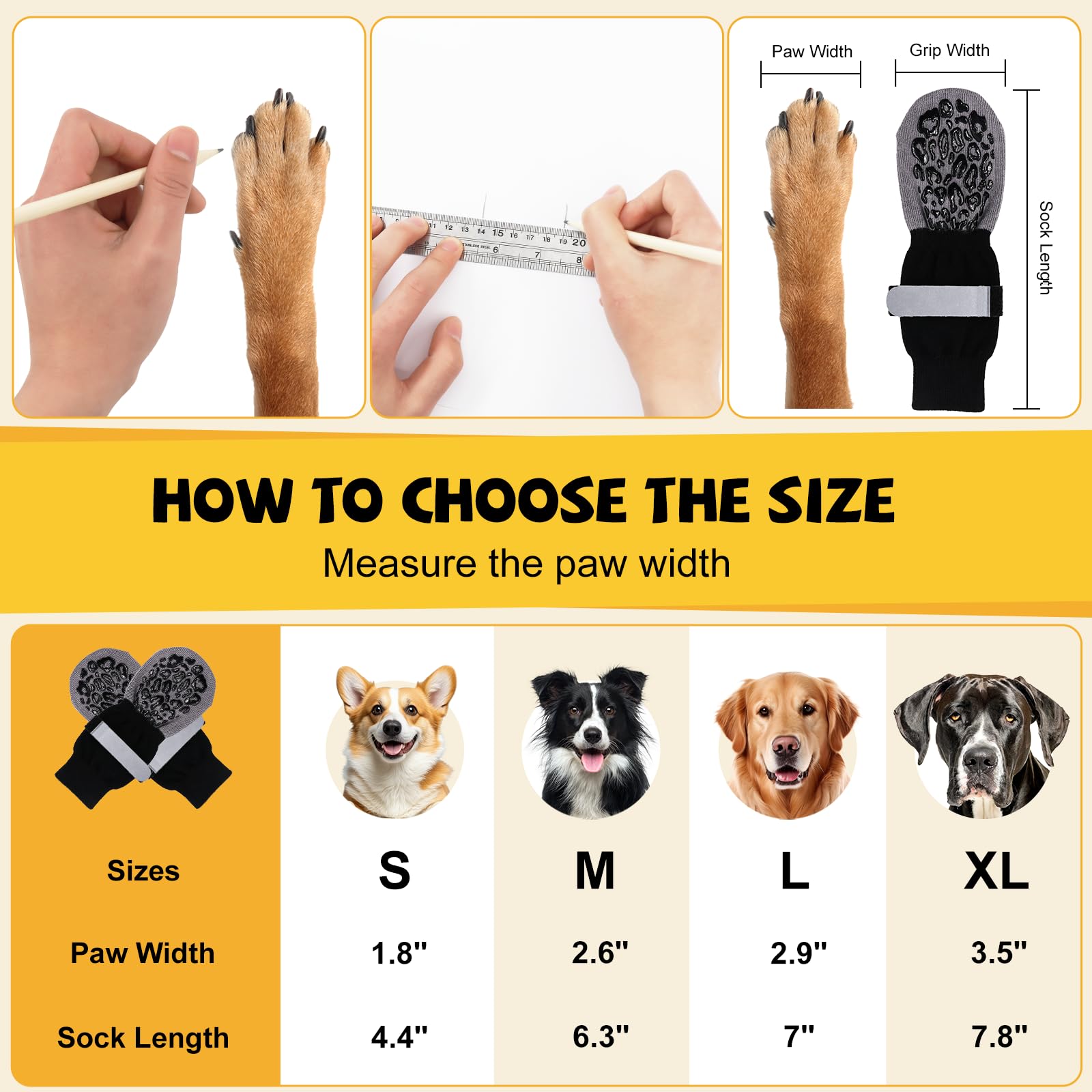 Newthinking 2 Pair Dog Socks Paws Stop Licking, Anti Slip Dogs Socks with Grips and Adjustable Strap - Image 2