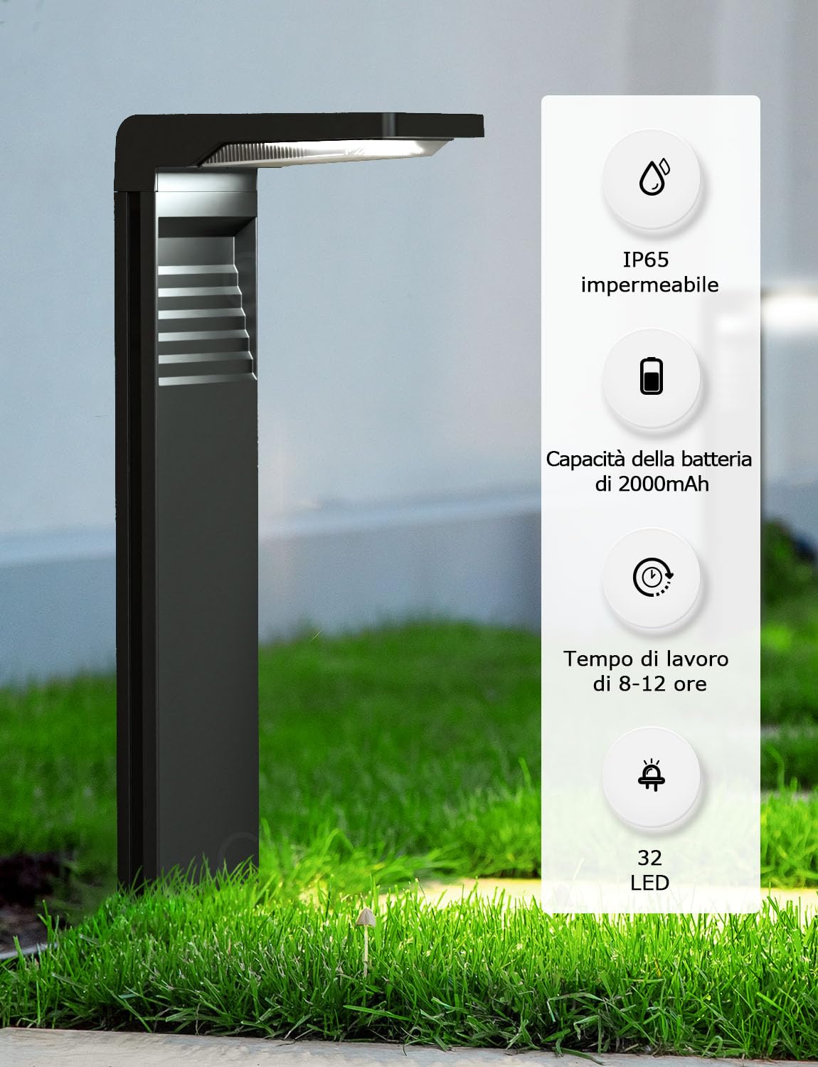 OUSFOT Luci Solari da Esterno IP65 Faretti Solari per Esterni 32 LED con 2 Modalità di Temperatura di Colore a Terra per Percorso Vialetto da Giardino-4PCS