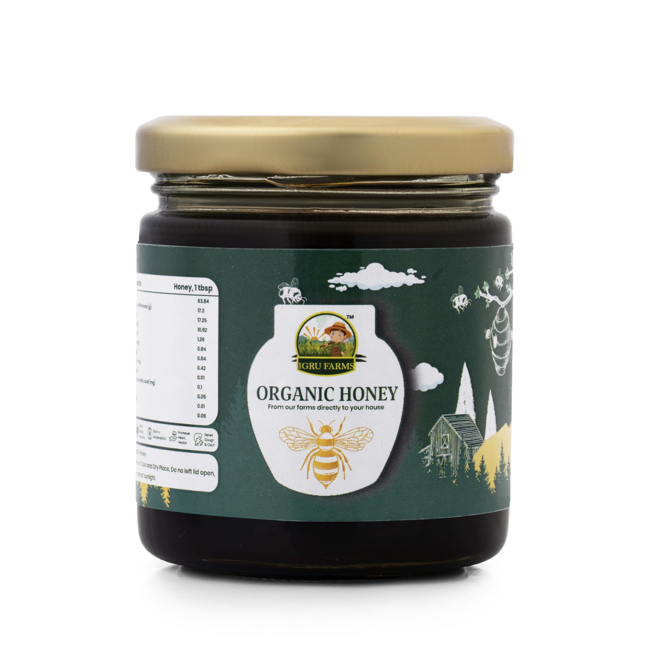 IGRU FARMS Organic Multifloral Honey 250g | 100% Pure Natural Raw Honey | NPOP Organic Certified Unprocessed Unpasteurized | Rich Taste and Aroma | No Added Sugar Authentic Indian Taste