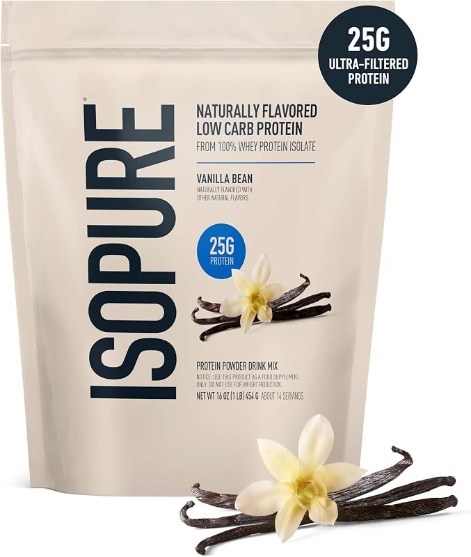 Isopure Low Carb Natural Whey Isolate Protein Powder, Vanilla Bean 1 LB image 2