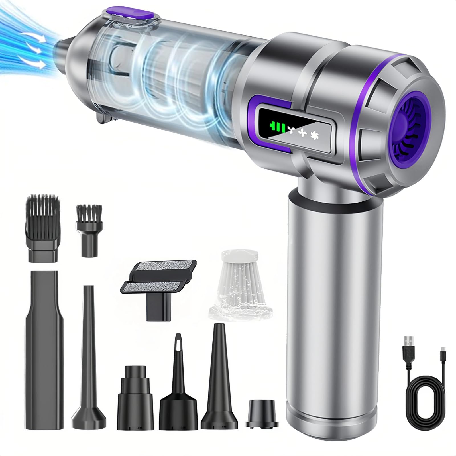Handheld Cordless Vacuum Cleaner,27000PA Powerful Suction 4-in-1 Car Vacuum Cleaner,Rechargeable Lightweight with 3 Speed Brushless Motor,car hoovers for Home,Car,Carpet,Pet,Hair