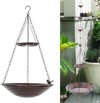 10FT Lotus Rain Chain and 13 inch Rain Chain Basin, Replacement for Gutter Downspout